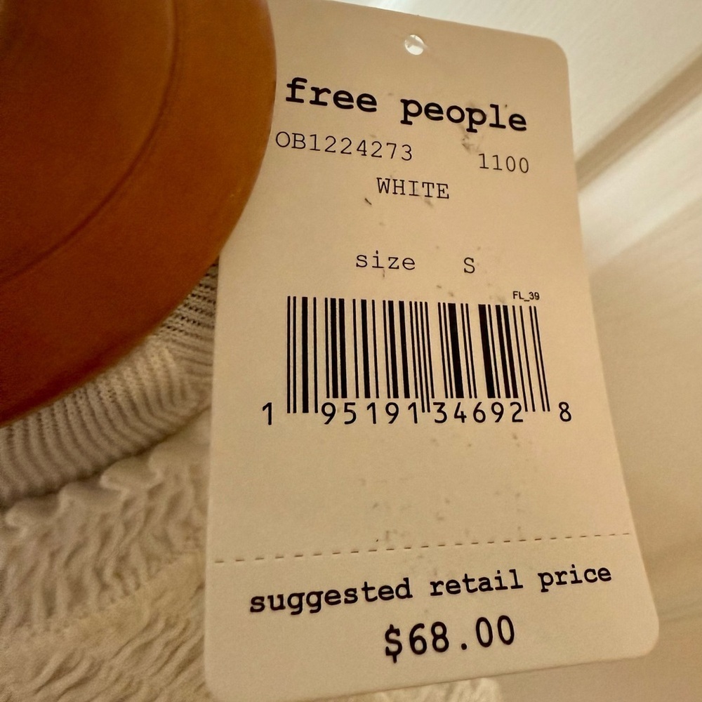 NWT Free People white mock turtle neck and long sleeves. Size small. - Picture 4 of 4